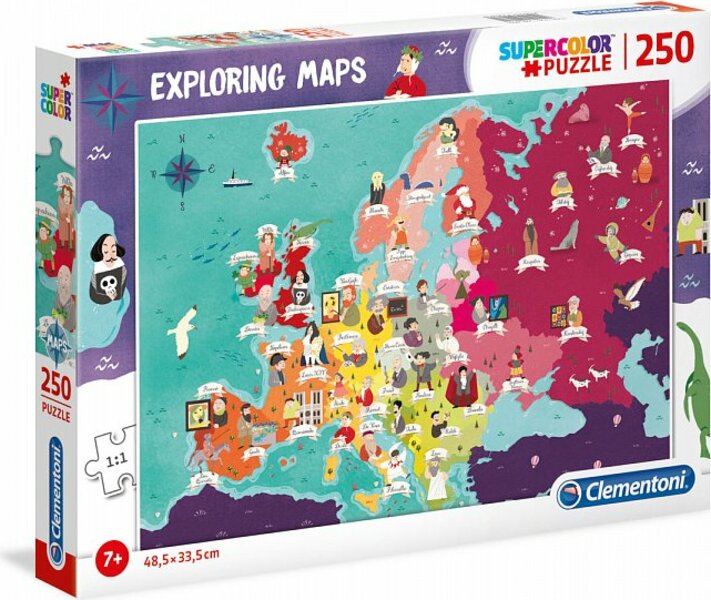 Clementoni Puzzle 250 dílků Mapa - Evropa: osobnosti