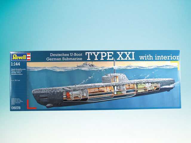Plastic modelky ponorka 05078 - Deutsches U-Boot Typ XXI mit Interieur (1: 144)