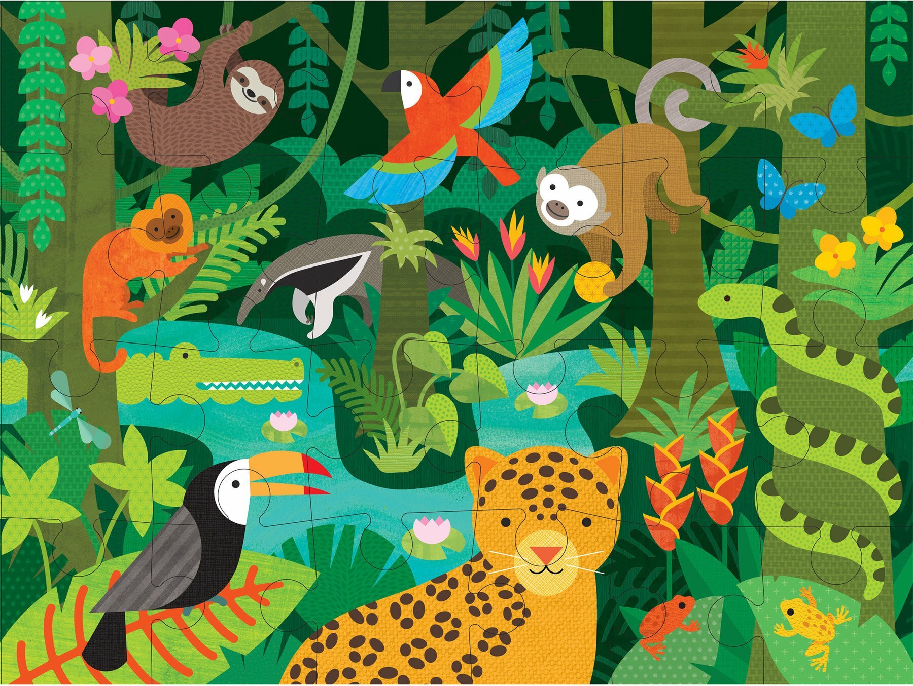 Petit Collage Podlahové puzzle deštný prales