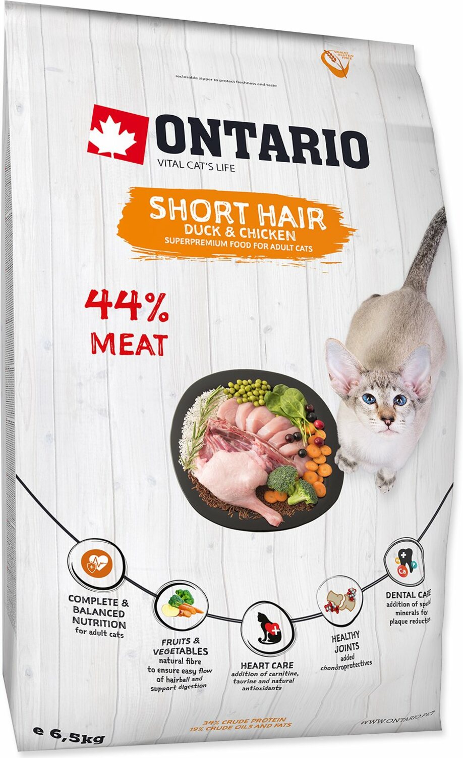 Krmivo Ontario Cat Shorthair 6,5kg