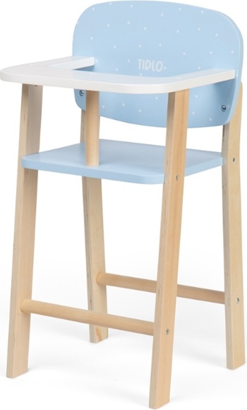 Tidlo Dřevěná židle na krmení panenek modrá