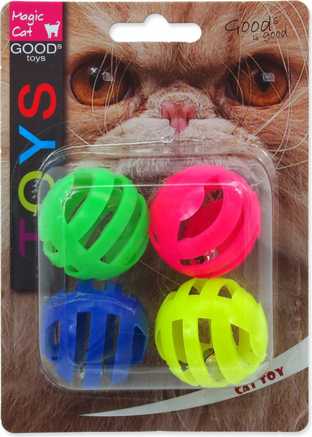 Hračka Magic Cat míček dírkovaný plast se zvukem 3,75cm 4ks