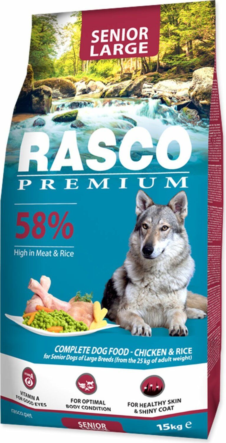 Krmivo Rasco Premium senior Large kuře s rýží 15kg
