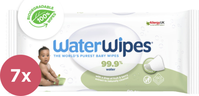 7x WATERWIPES Vlhčené ubrousky bez obsahu plastů Soapberry 60 ks ( 420 ks )