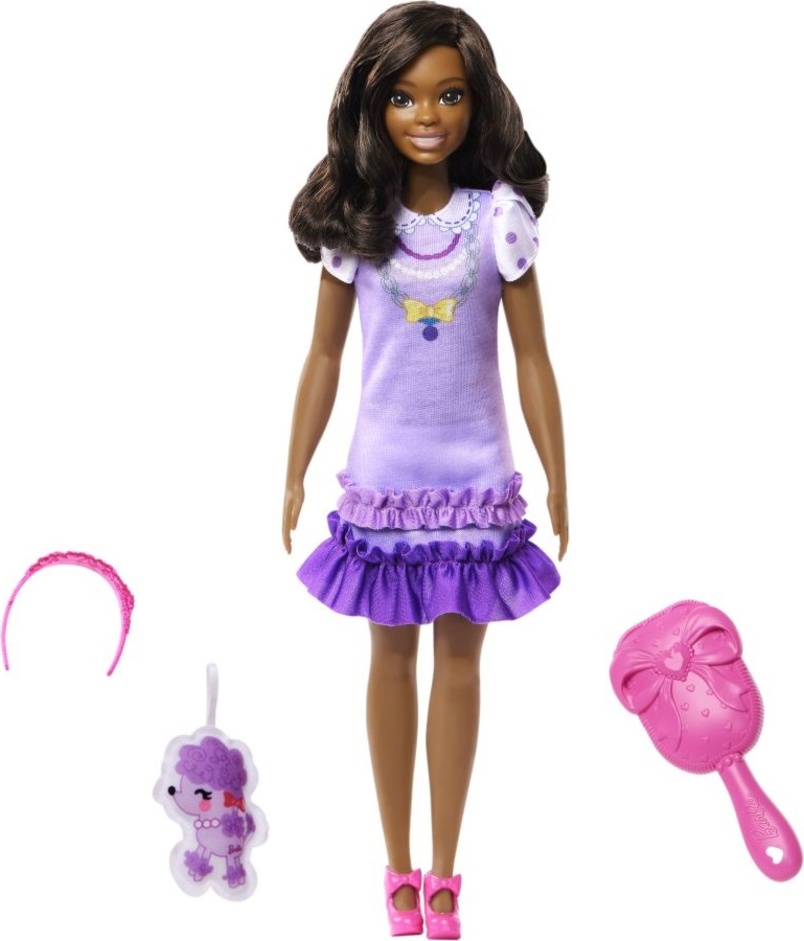 Barbie HLL18 Moje První Barbie Panenka – Černovláska s pudlíkem
