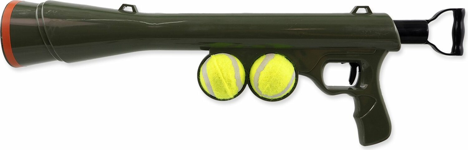 Hračka Dog Fantasy puška na střílení tenisáků, 2ks tenisák 58,6x8,8cm