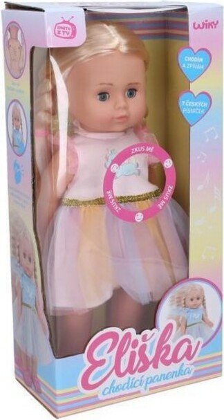 Eliška chodící panenka 41 cm, růžové šaty CZ