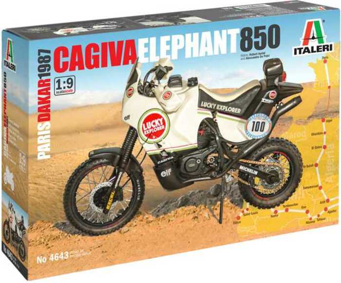 Model Kit motorka 4643 - Cagiva "Elephant" 850 Paris-Dakar 1987 (1: 9)