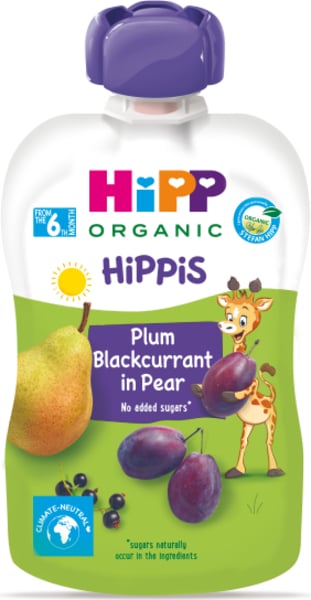 HiPP BIO 100% ovoce Hruška - Černý rybíz - Švestka 100 g, od 6. měsíce