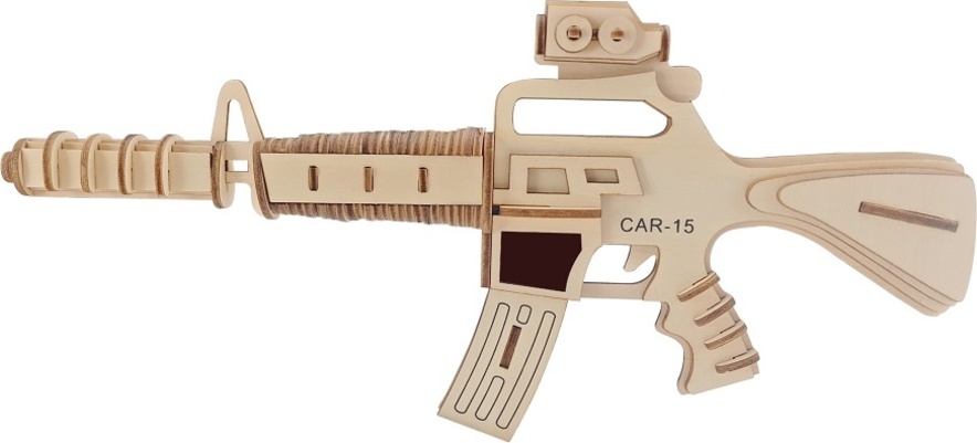 Woodcraft Dřevěné 3D puzzle Samopal carabine 15