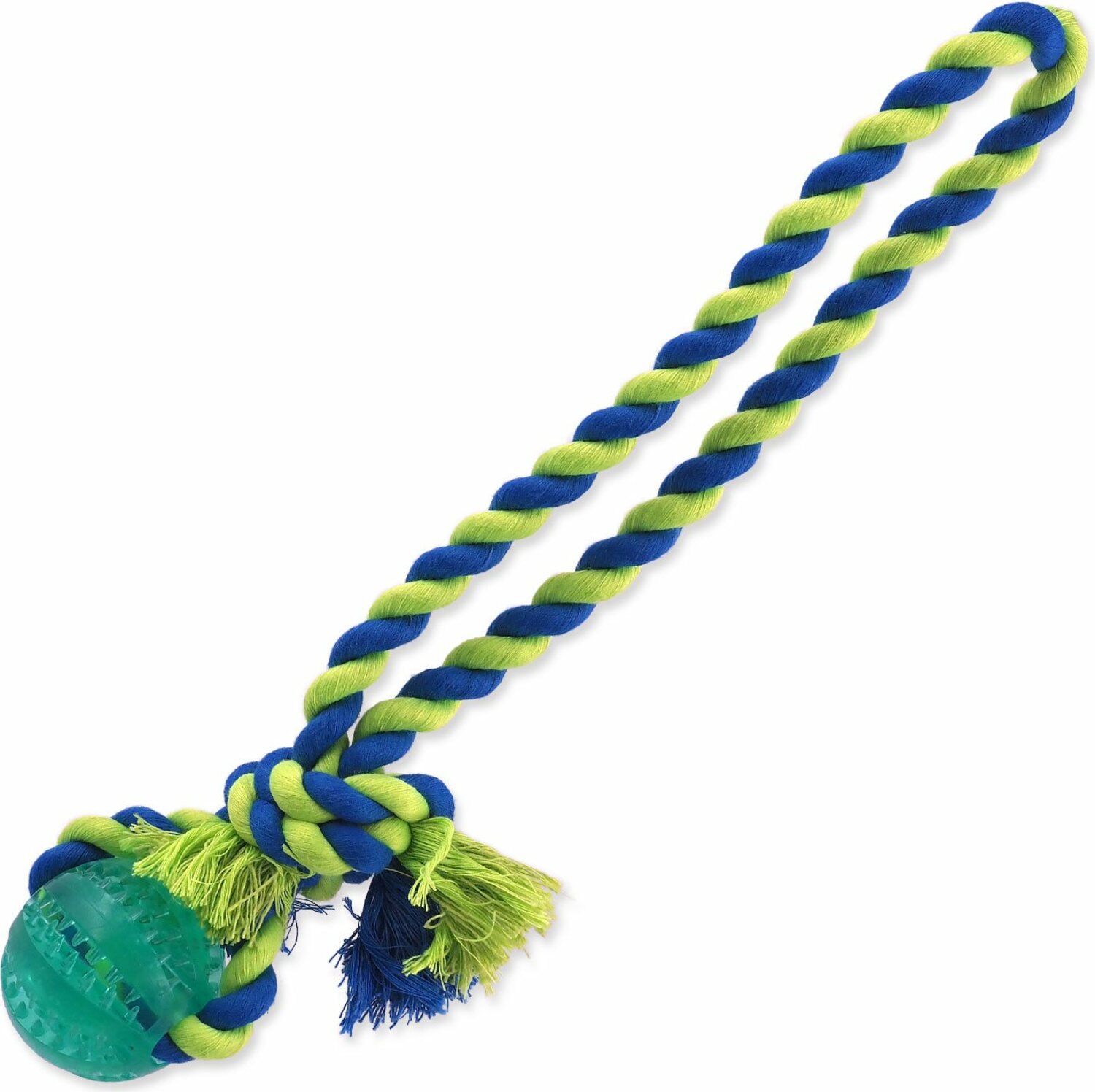 Hračka Dog Fantasy DENTAL MINT míč házecí s provazem zelená 5x30cm