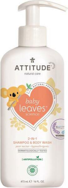 ATTITUDE Dětské tělové mýdlo a šampon 2v1 Baby listy s vůní hruškové šťávy 473 ml