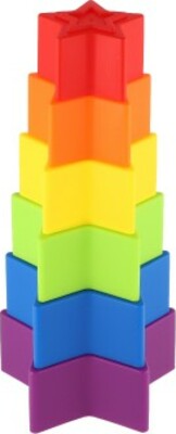 Věž/Pyramida hvězda barevná stohovací skládačka 6ks plast