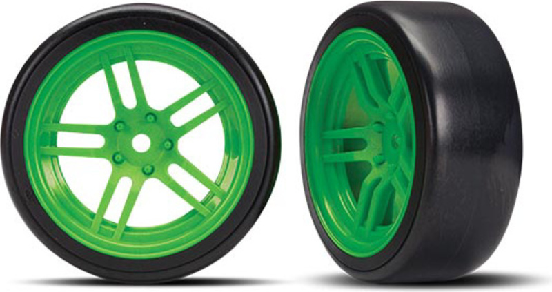 Traxxas kolo 1.9", disk split-spoke zelený, pneu Drift (2) (přední)
