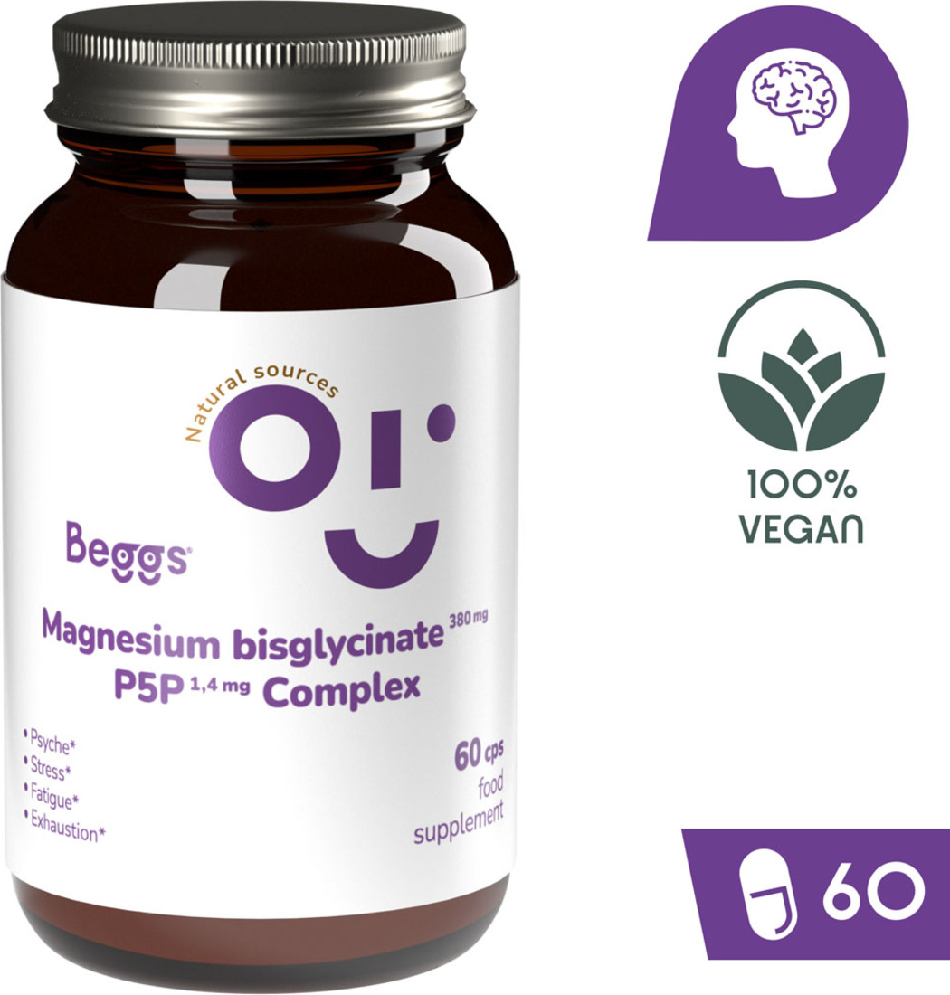 Beggs Magnesium bisglycinate 380 mg + P5P COMPLEX 1,4 mg (60 tobolek)