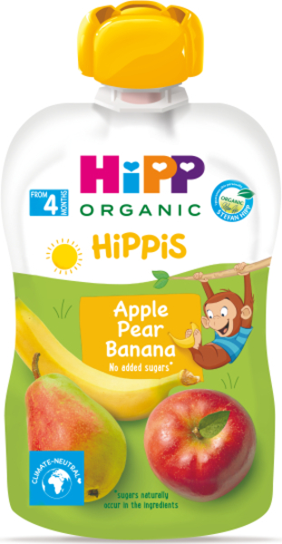 HiPP Příkrm ovocný BIO 100% ovoce jablko, hruška, banán 100g