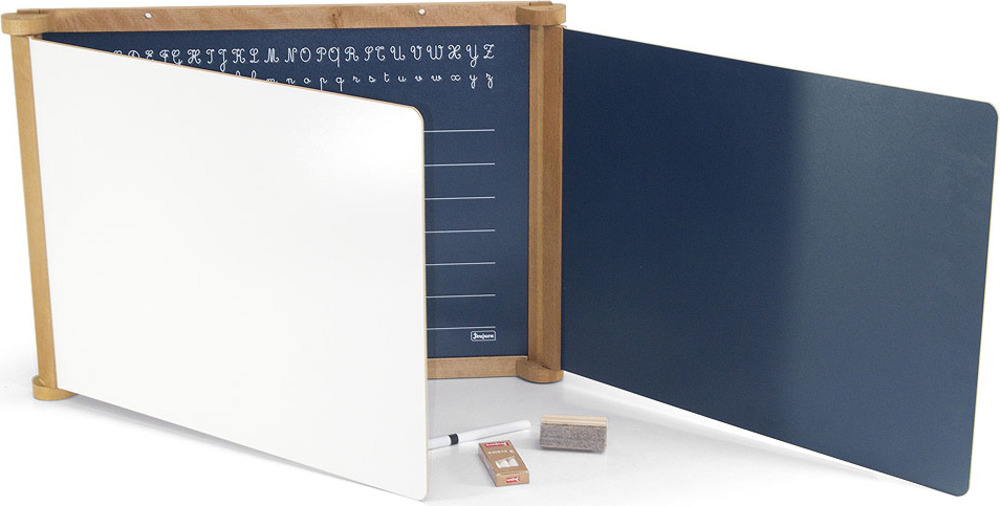 Jeujura Dřevěná tříkřídlová multifunkční tabule 156x43 cm s příslušenstvím