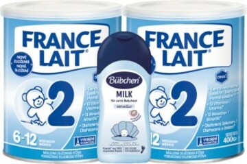 France Lait 2 následná mléčná kojenecká výživa od 6-12 měsíců 2x400g + Bübchen Baby