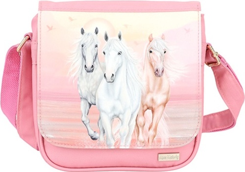 Taška přes rameno Miss Melody, Růžová, pastelové barvy, 3 koně v běhu