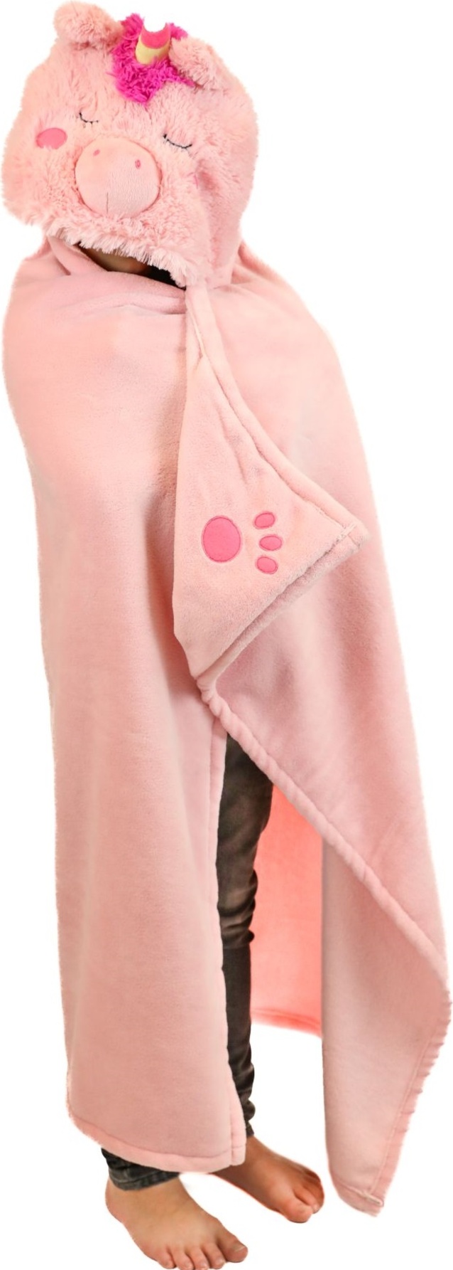 Cozy Noxxiez BL822 Jednorožec - hřejivá deka s kapucí se zvířátkem a tlapkovými kapsami