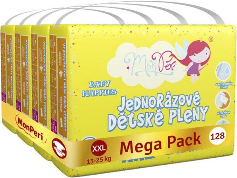 MONPERI Klasik Plenky jednorázové XXL (13-25 kg) 128 ks - Mega Pack