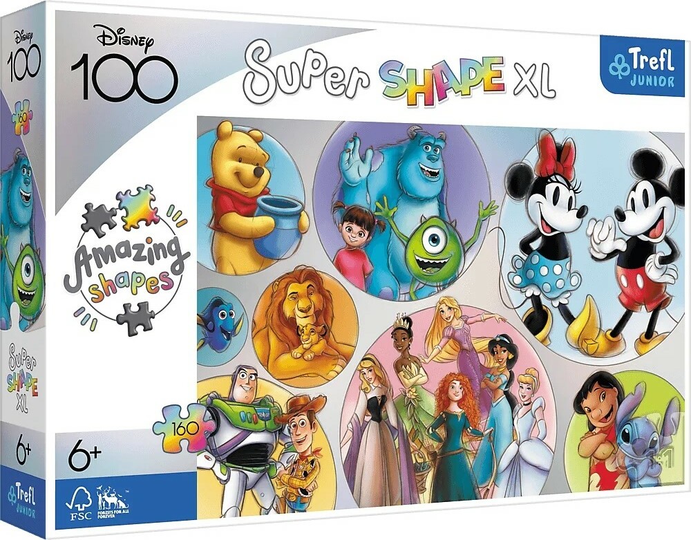 Puzzle 160 XL Super Shape - Barevný svět Disney / Disney 100
