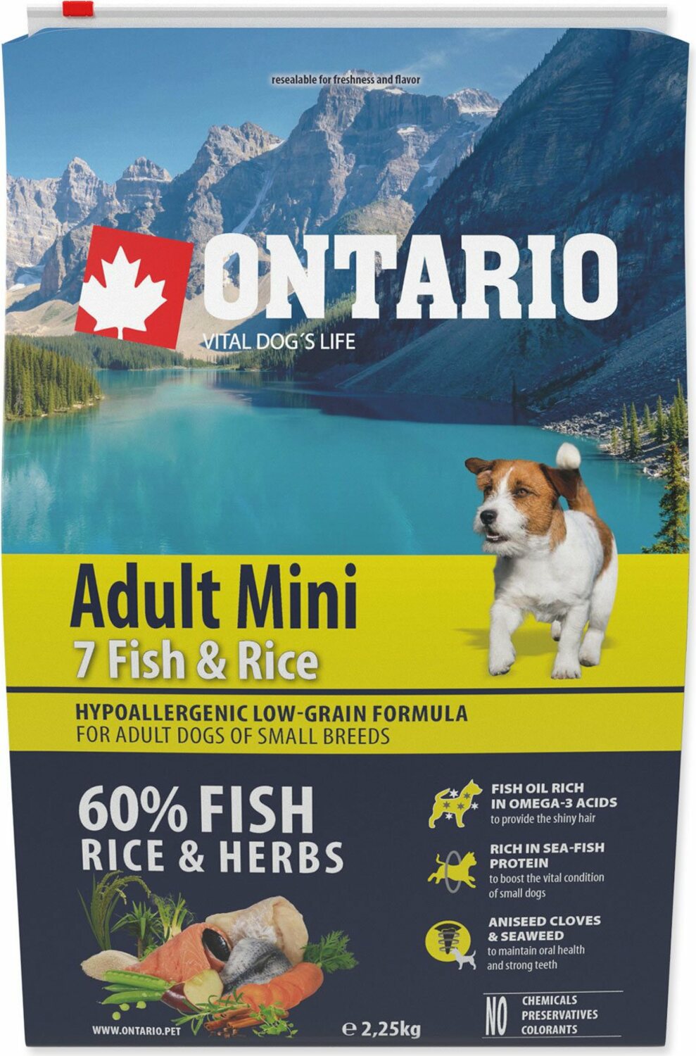 Krmivo Ontario Adult Mini Fish & Rice 2,25kg