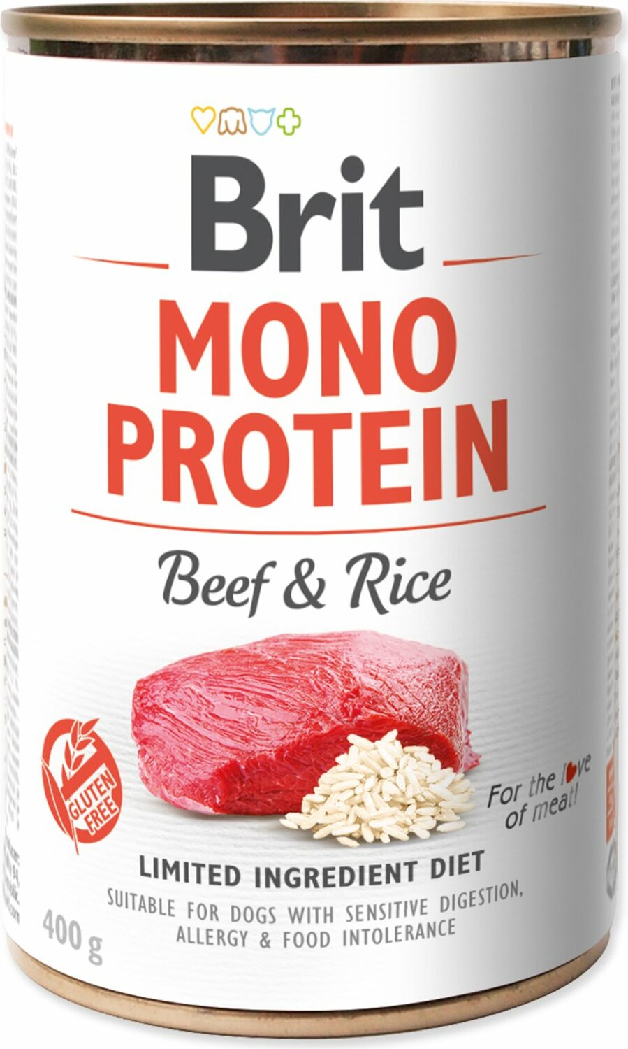 Konzerva Brit Mono protein hovězí s rýží 400g