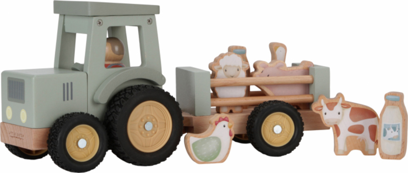 LITTLE DUTCH Traktor s přívěsem dřevěný Farma