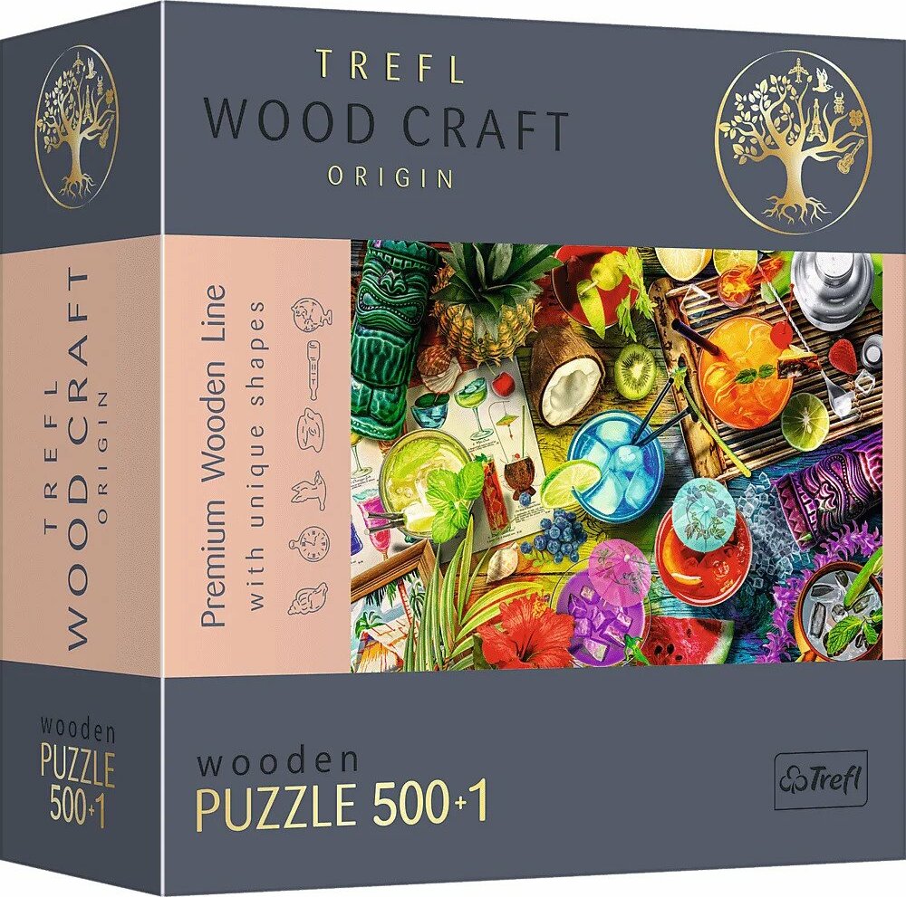 Trefl Dřevěné puzzle 501 - Barevné koktejly
