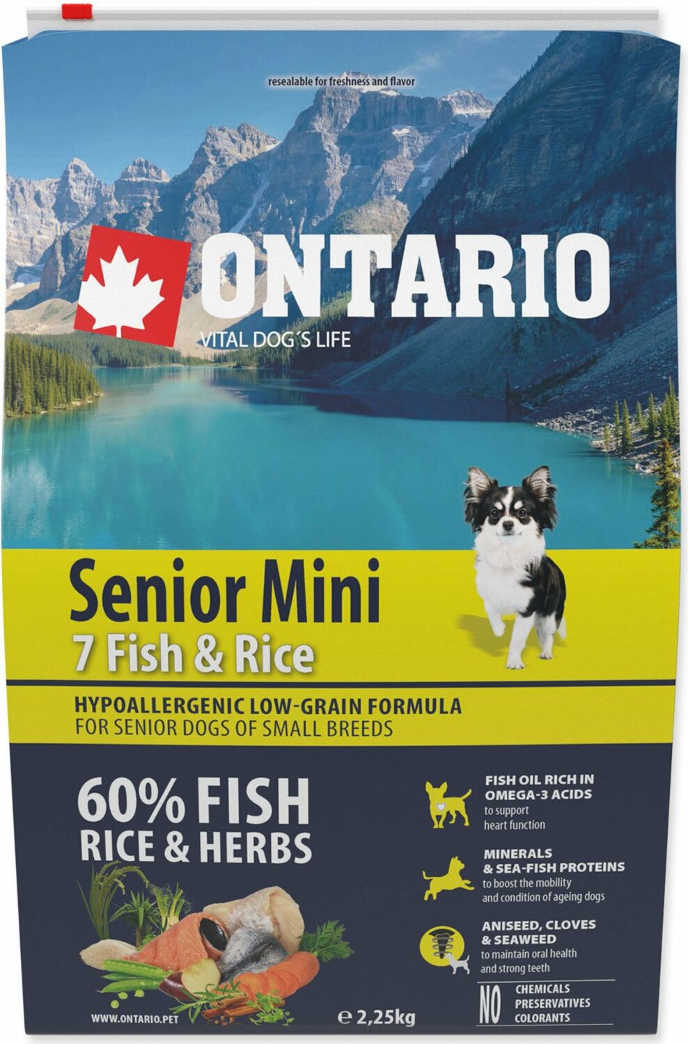 Krmivo Ontario senior Mini Fish & Rice 2,25kg