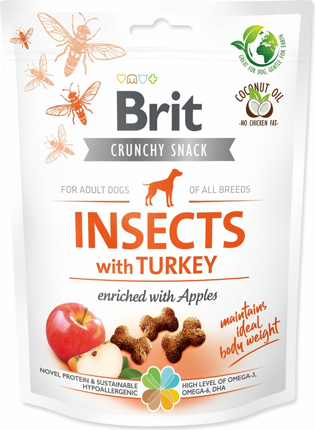 Pochoutka Brit Care Dog Crunchy Cracker Insocts, krůta s jablky 200g