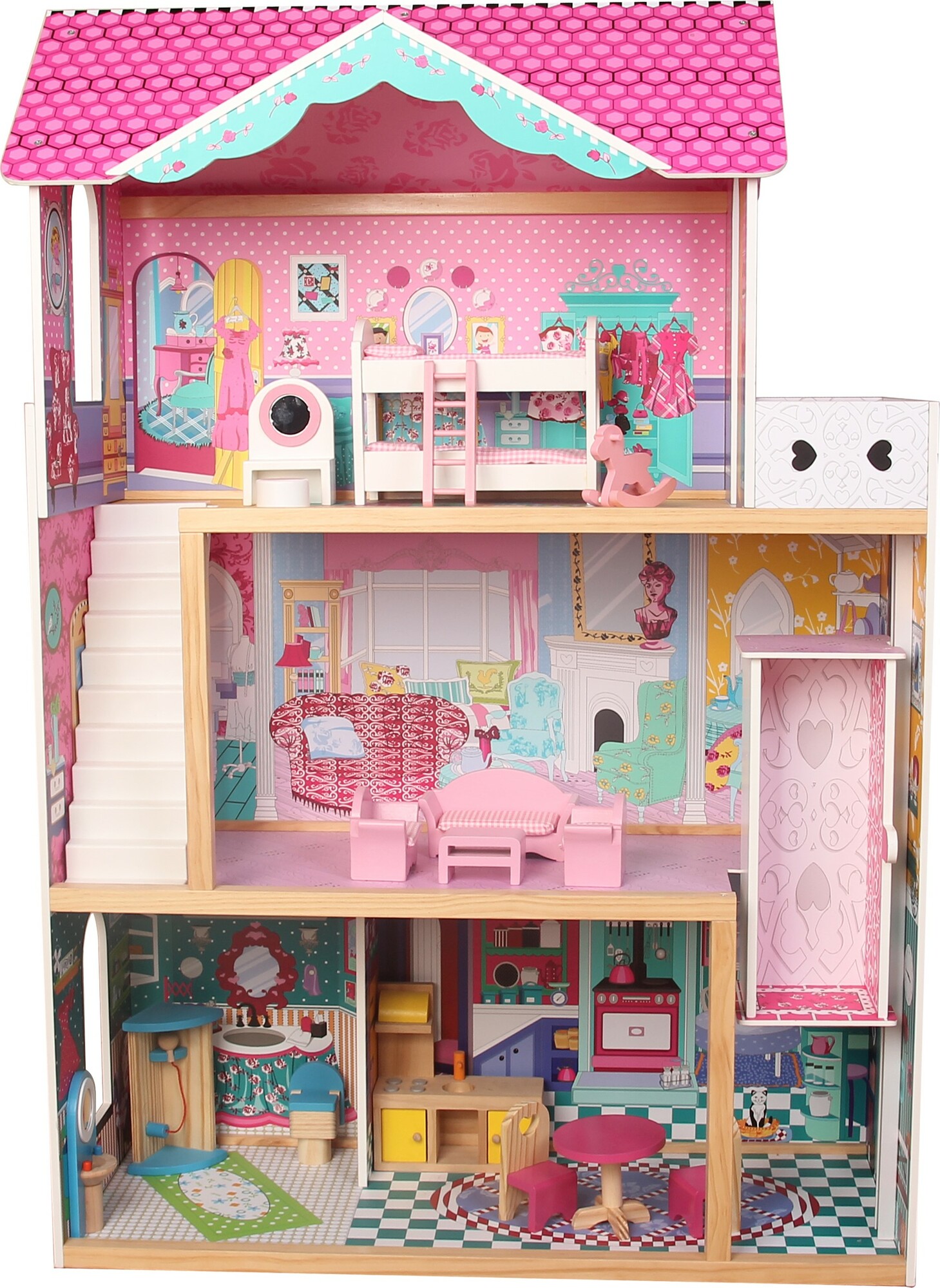 Dřevěný domeček pro panenky 82×33×118 cm