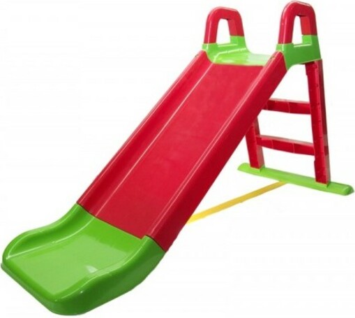 Kinderrutsche in rot-grün mit breiten Stufen zum Garten und Hause 