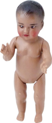 Petitcollin Koupací panenka 6 cm (hnědé oči)