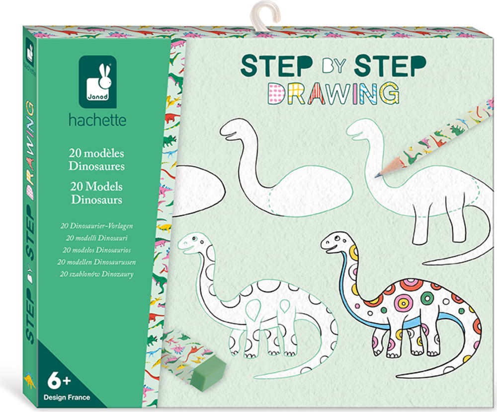 Janod Step by step Kreativní sada Kreslení krok za krokem Dinosauři