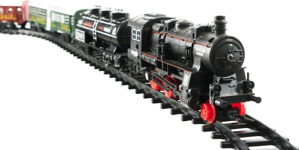 Vlak + 3 vagóny s kolejemi 24ks plastový na baterie se světlem se zvukem