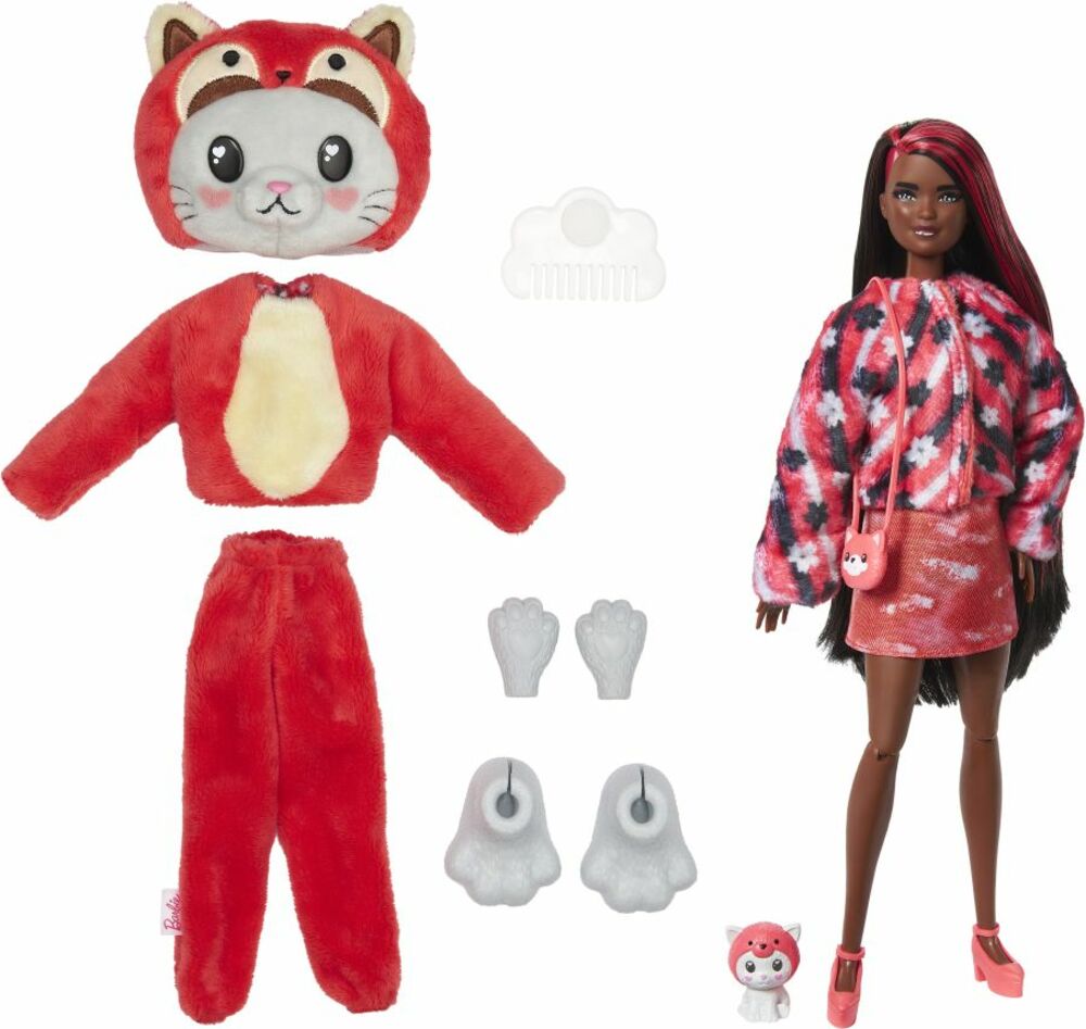 Barbie Cutie Reveal v kostýmu - kotě červeném kostýmu pandy