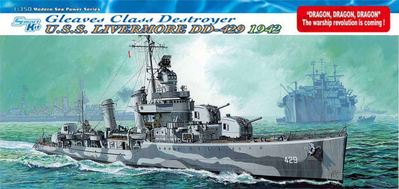 Model Kit loď 1027 - USS LIVERMORE DD-429 GLEAVES CLASS DESTROYER 1942 (SMART KIT) (1:3