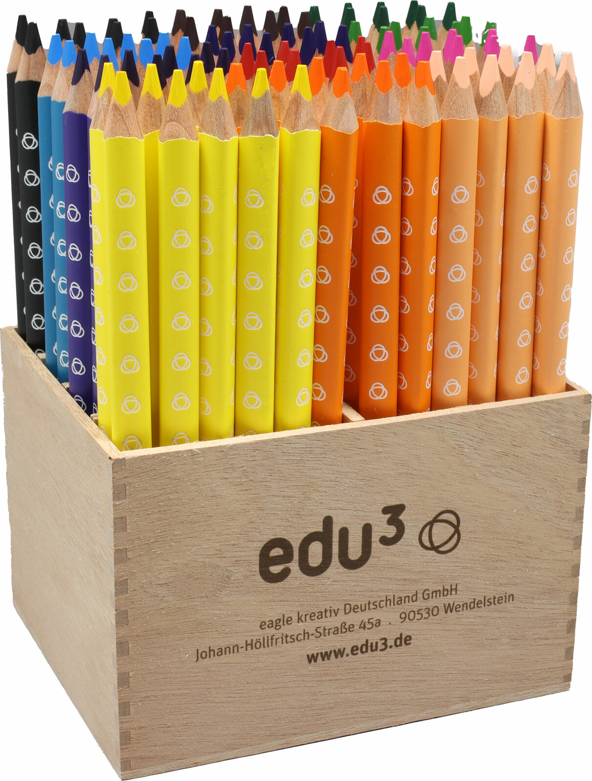 EDU3 Jumbo trojhranné pastelky H96, tuha 5 mm, 96ks/12 barev ve stojanu ze dřeva