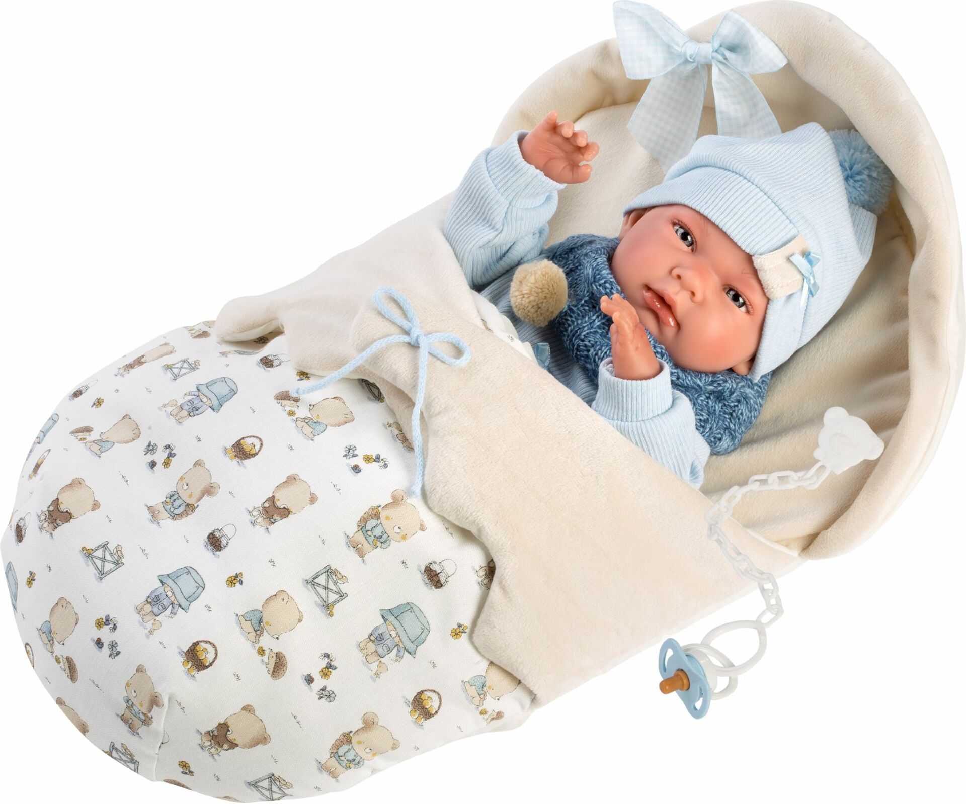 Llorens 73885 NEW BORN CHLAPEK - realistická panenka miminko s celovinylovým tělem - 40