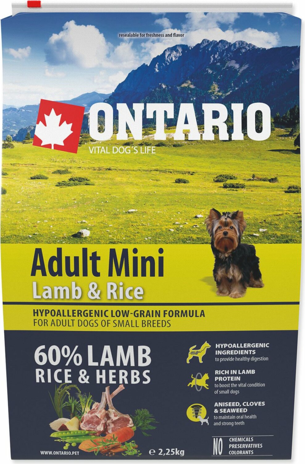 Krmivo Ontario Adult Mini Lamb & Rice 2,25kg