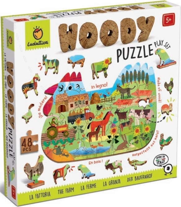 LUDATTICA Farma dřevěné puzzle 48 dílků