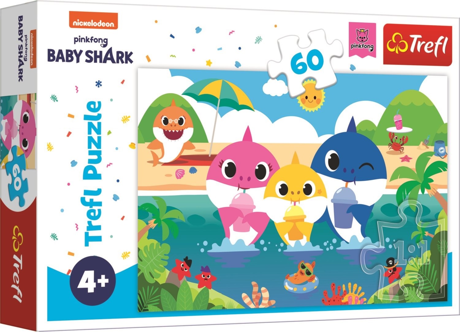 Trefl puzzle 60 dílků - Baby Shark s rodinou na dovolené