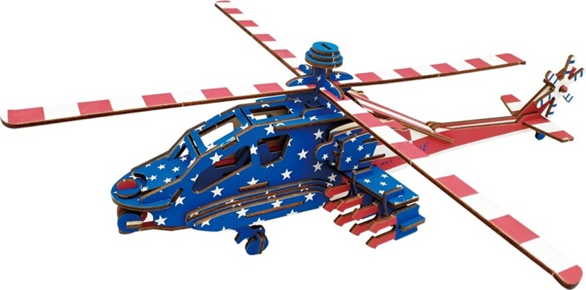Woodcraft Dřevěné 3D puzzle Americký bojový vrtulných Apache