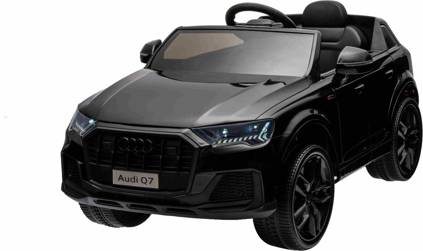 Elektrické auto Audi Q7 černé, Jednomístné, Nezávislé odpružení, 12V baterie