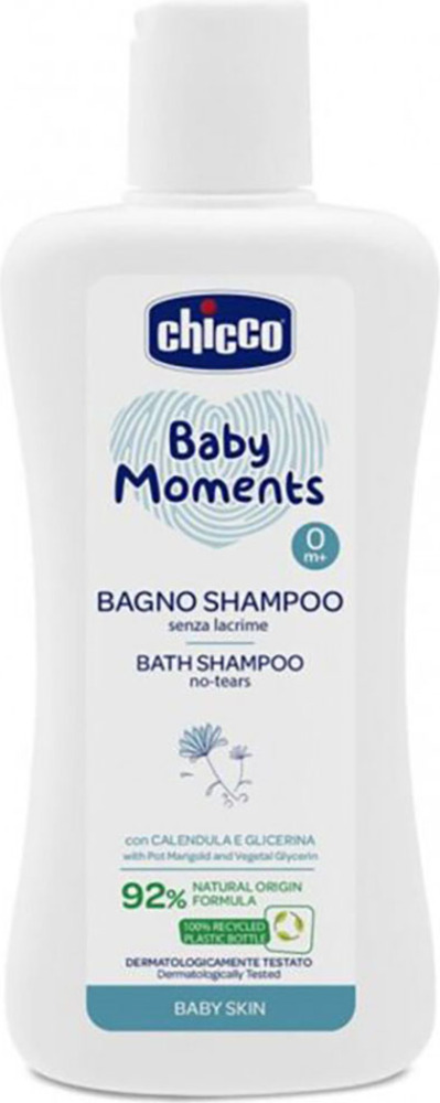 CHICCO Šampon na vlasy a tělo Baby Moments 92% přírodních složek 200 ml