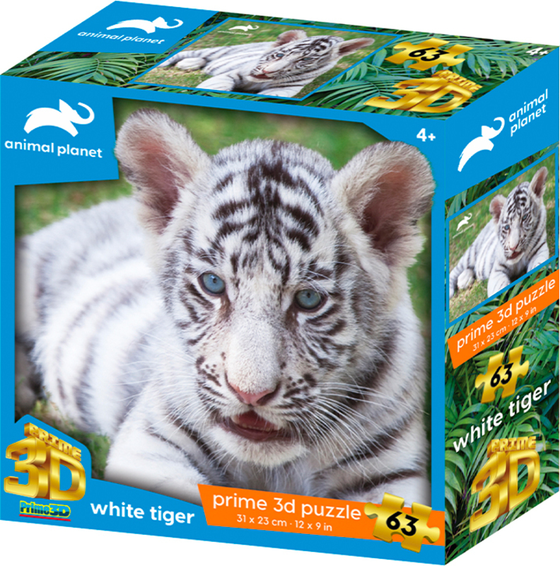 3D puzzle - Bílý tygr 63ks