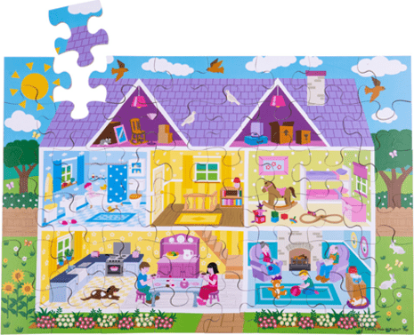Bigjigs Toys Podlahové puzzle Domeček 48 dílků