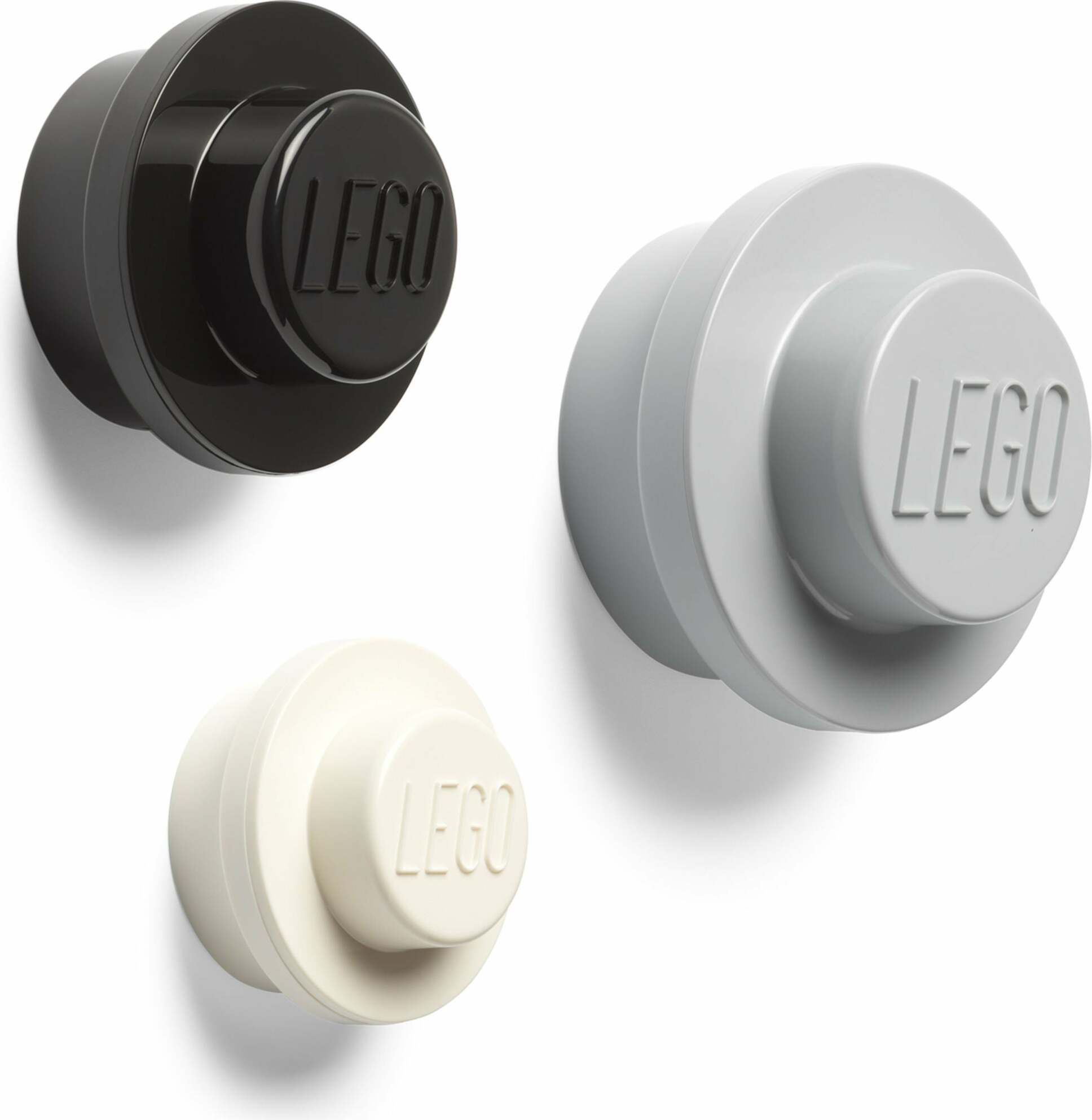 LEGO® věšák na zeď, 3 ks - bílá, černá, šedá